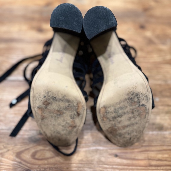 Sam Edelman Yarina Black Strappy 4” Chunky Heel Leather Sandals Women’s 7.5 EUC - Picture 12 of 12